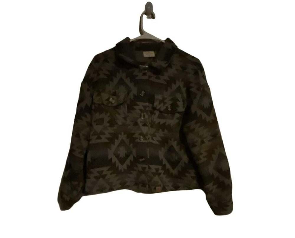 Simply Southern Gray Aztec Navajo Print Oversized Shacket Jacket